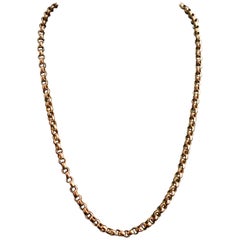 Antique 9 Karat Yellow Gold Rolo Link Chain Necklace