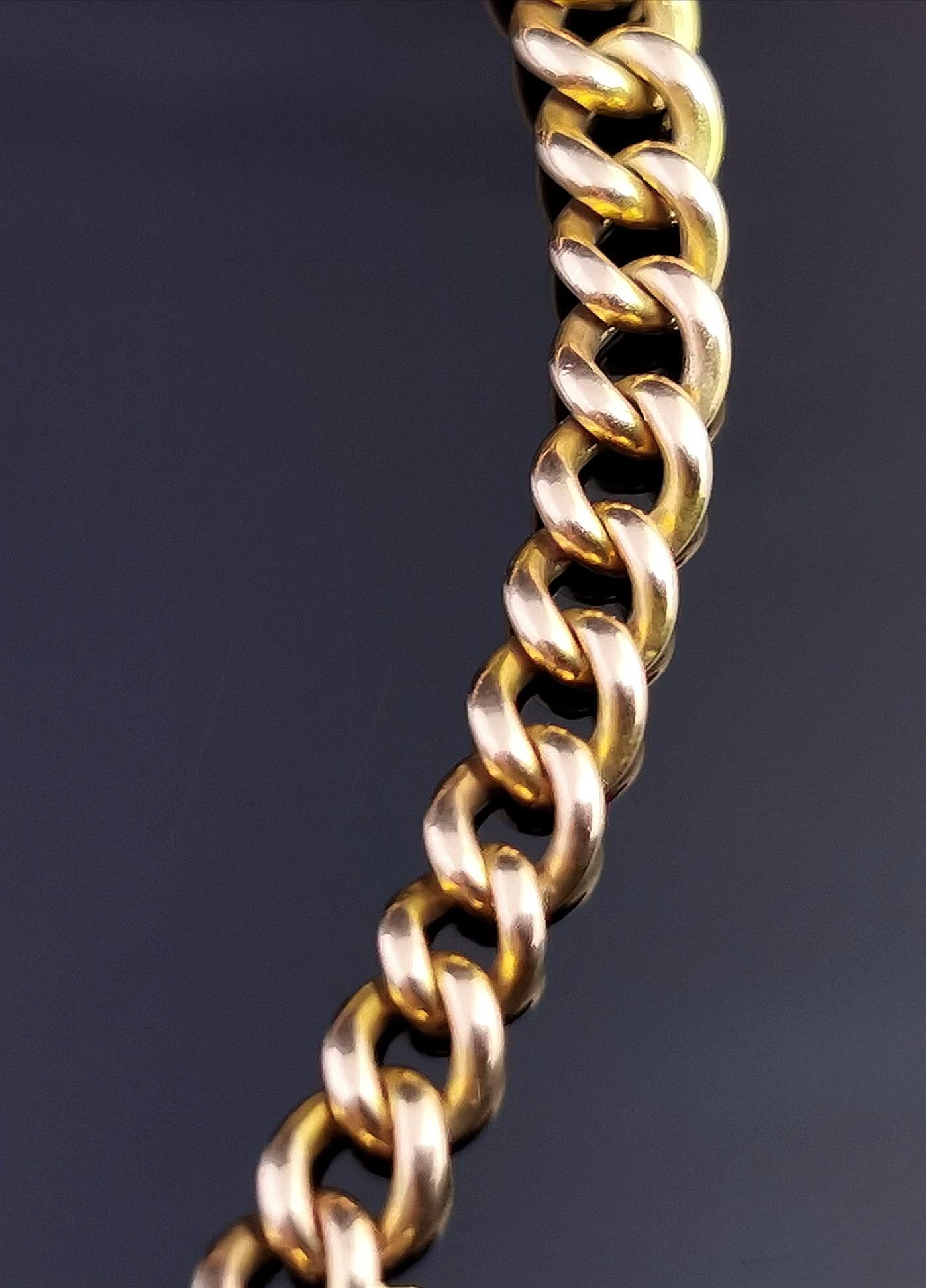Antique 9 Karat Yellow Gold Solid Curb Link Bracelet 8