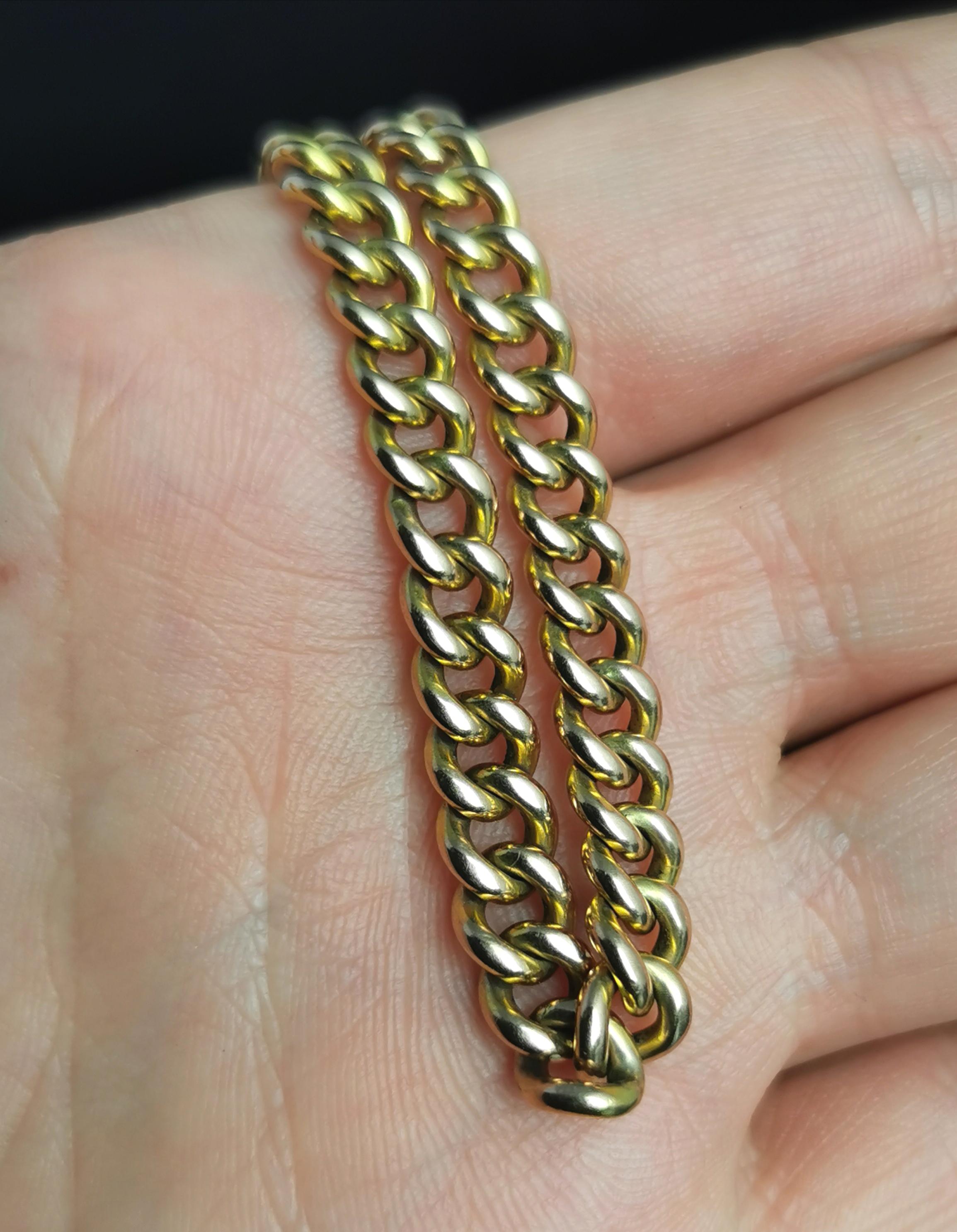 Antique 9 Karat Yellow Gold Solid Curb Link Bracelet 1