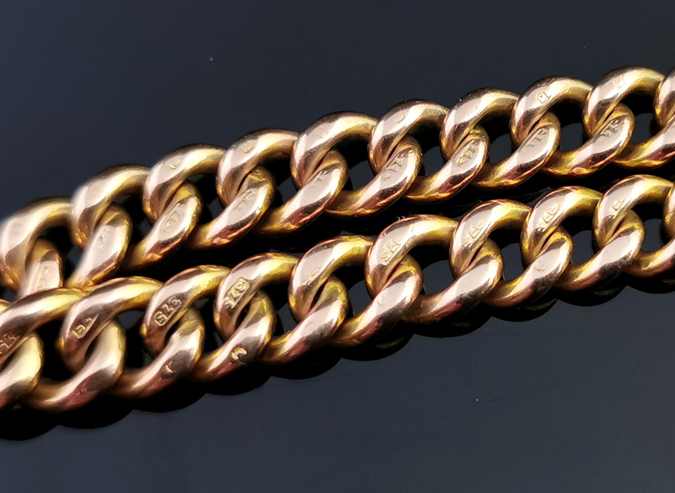 Antique 9 Karat Yellow Gold Solid Curb Link Bracelet 2