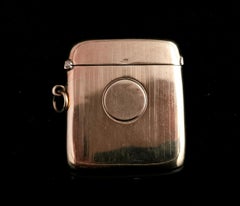 Antique 9 Karat Yellow Gold Vesta Case, Edwardian, Engine Turned