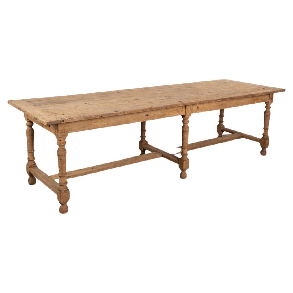 Antique 9' Long Oak Refectory Library Dining Table from France, circa 1890