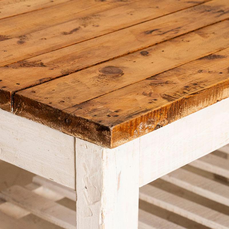 Wood Antique 9' Long Original White Work Table Kitchen Island