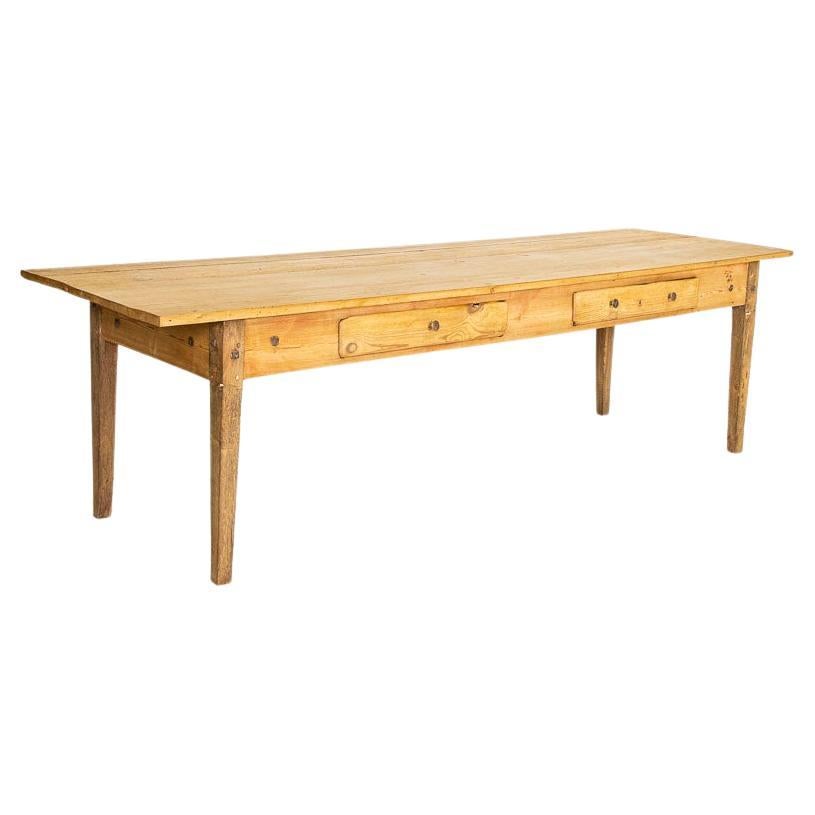 Antique 9' Long Pine Farm Table With Two Drawers at 1stDibs