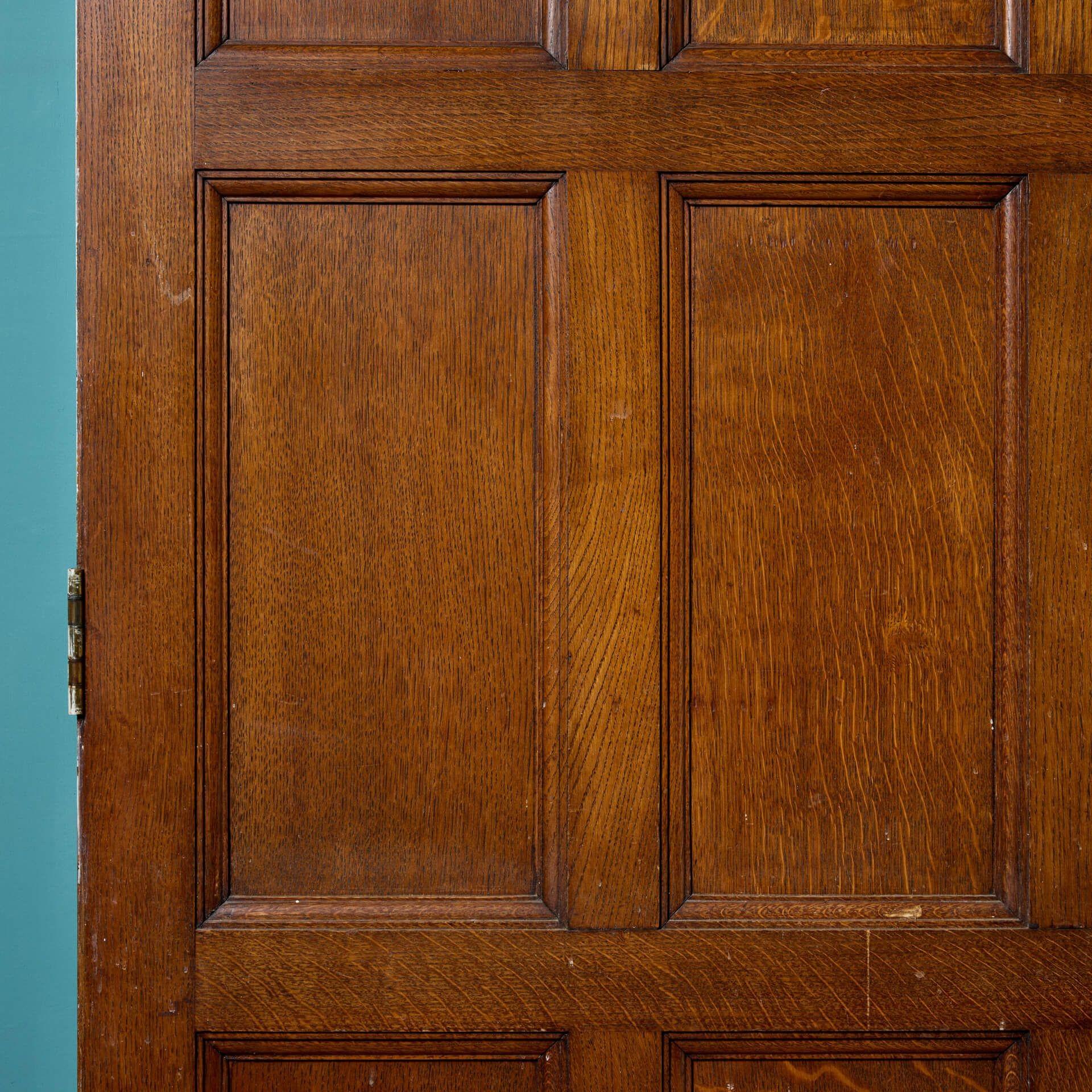 Antique 9 Panel Oak Door In Fair Condition For Sale In Wormelow, Herefordshire