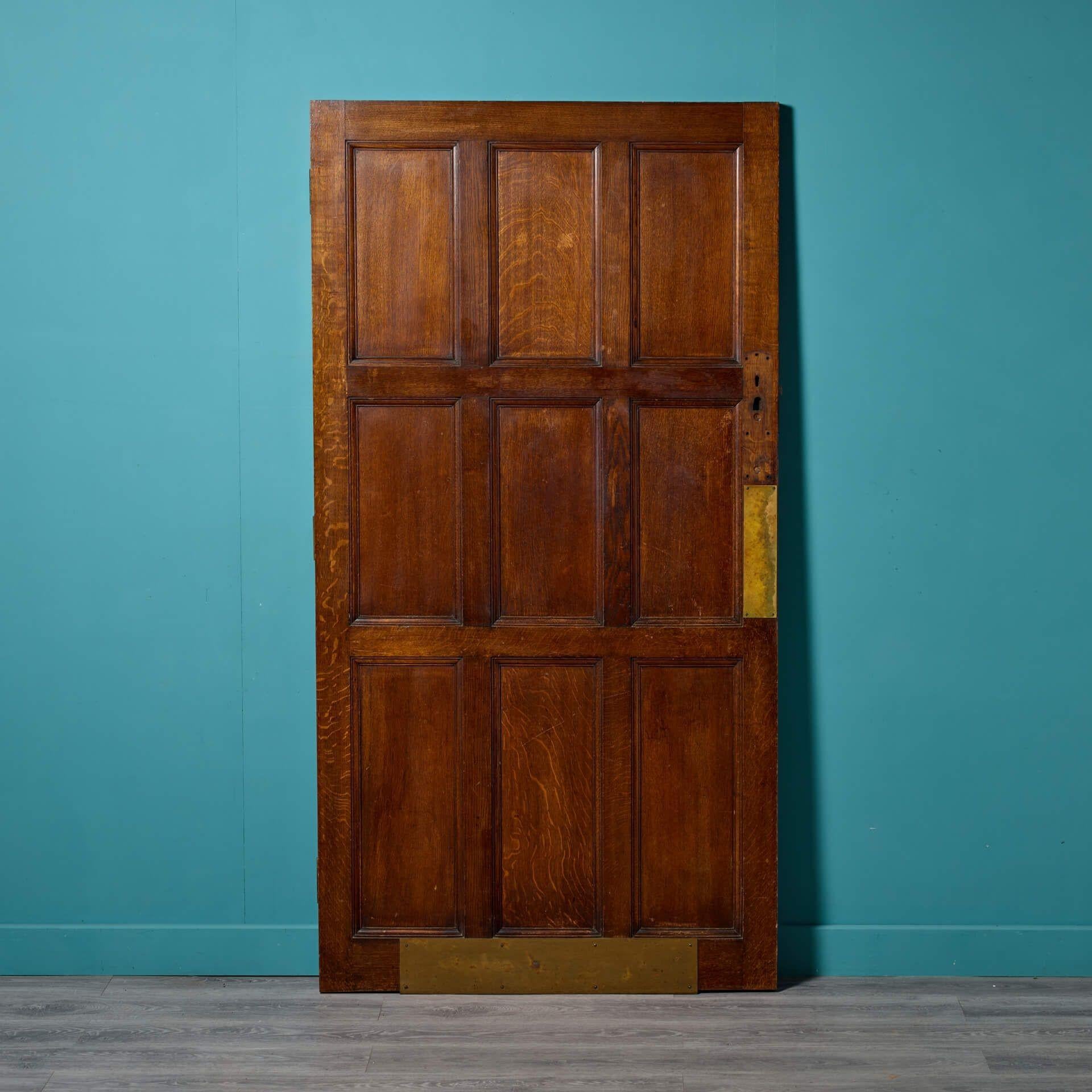 Victorian Antique 9 Panel Solid Oak Door For Sale