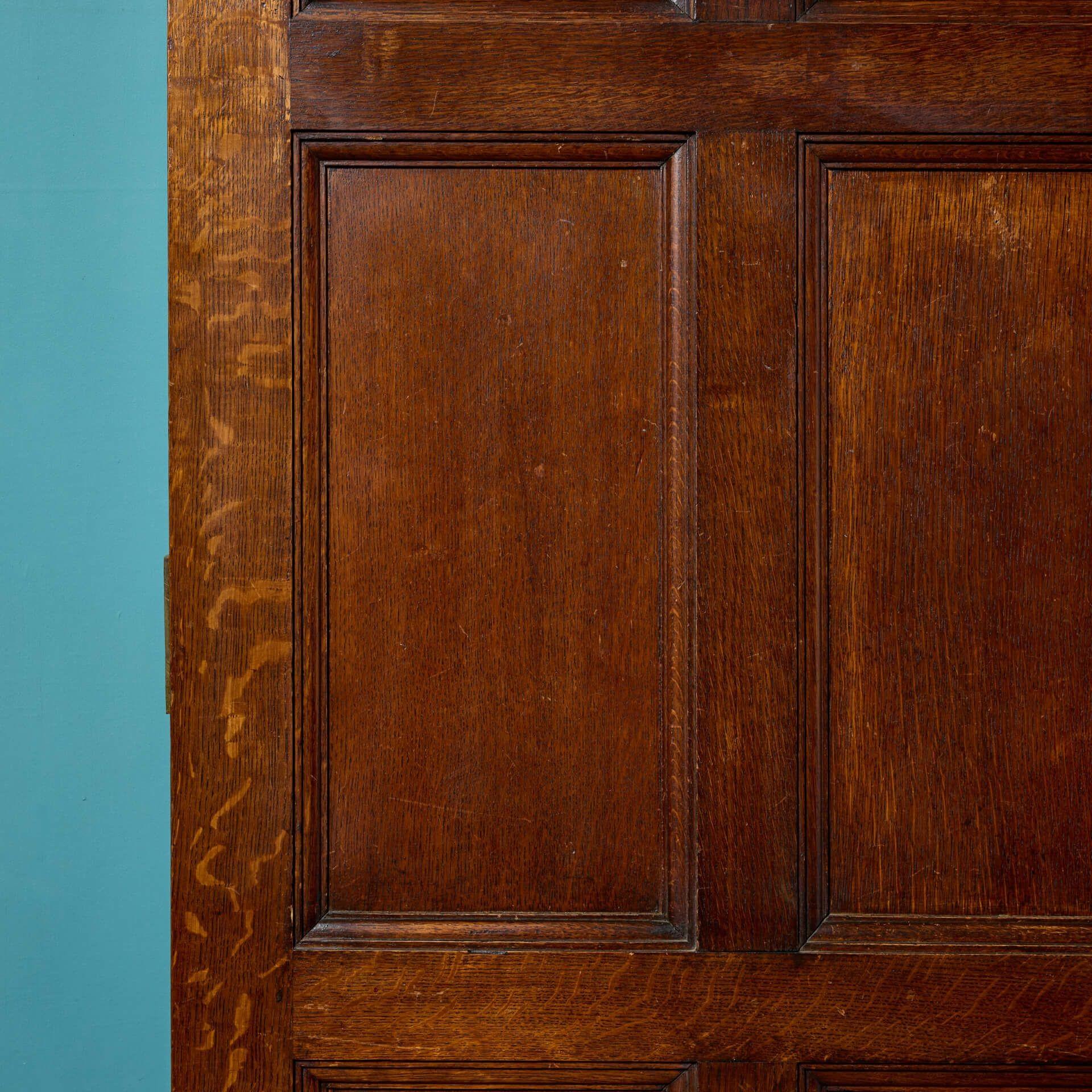 English Antique 9 Panel Solid Oak Door For Sale