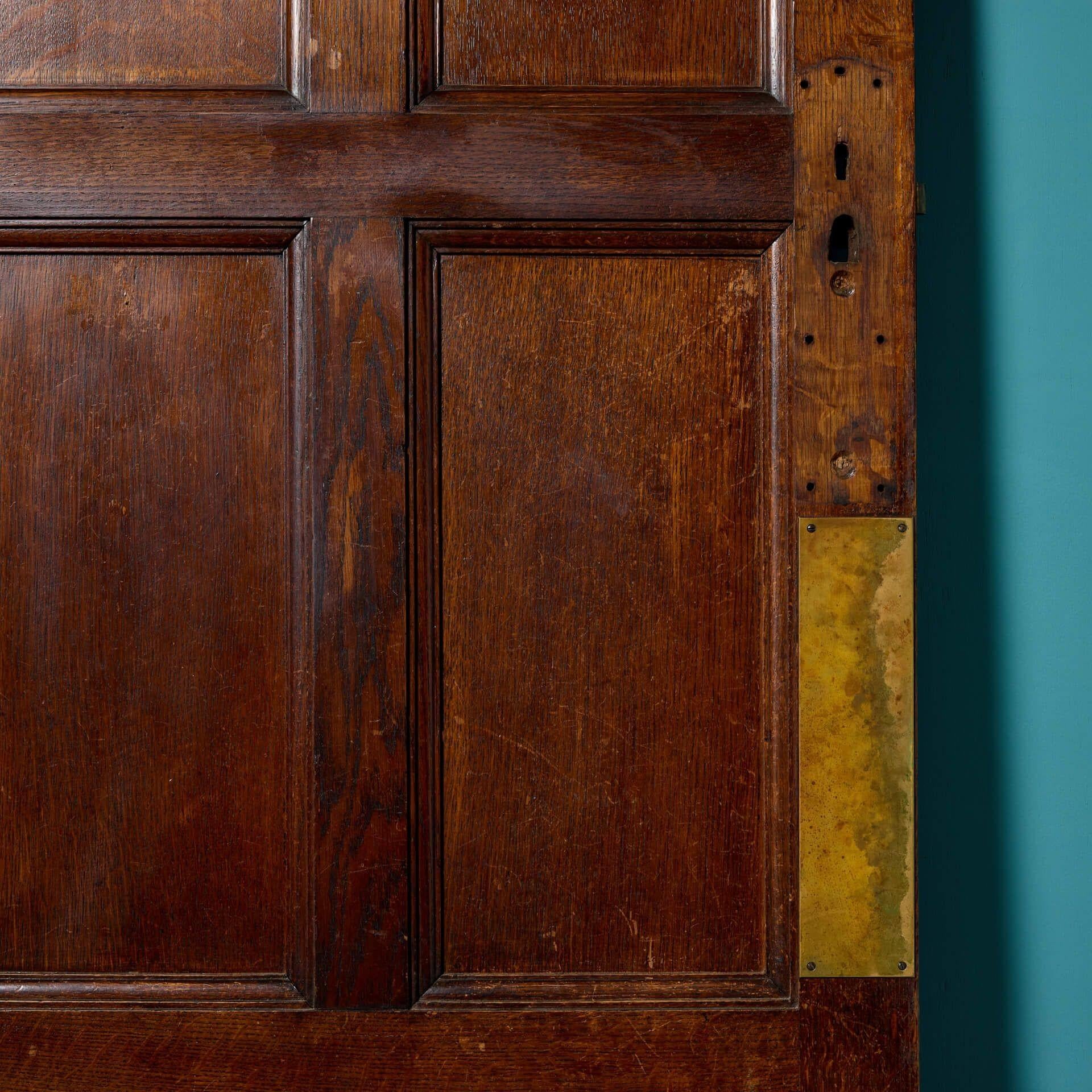 Antique 9 Panel Solid Oak Door In Fair Condition For Sale In Wormelow, Herefordshire