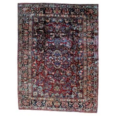 Antique 9
 x 12
 Sarouk Persian Oriental Wool Rug C1920