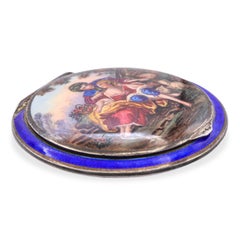 Portacipria d'epoca in argento 900 con smalto dipinto