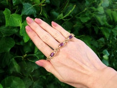 Antique 9.02Ct Amethyst and Pearl Yellow Gold Bracelet Circa 1890