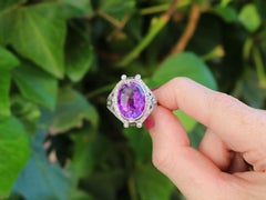 Antique 9.20 Carat Amethyst and 1.05 Carat Diamond Platinum Cocktail Ring