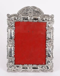 Antique 925 Silver Photo Frame, Embossed Design, Late 19th Century
