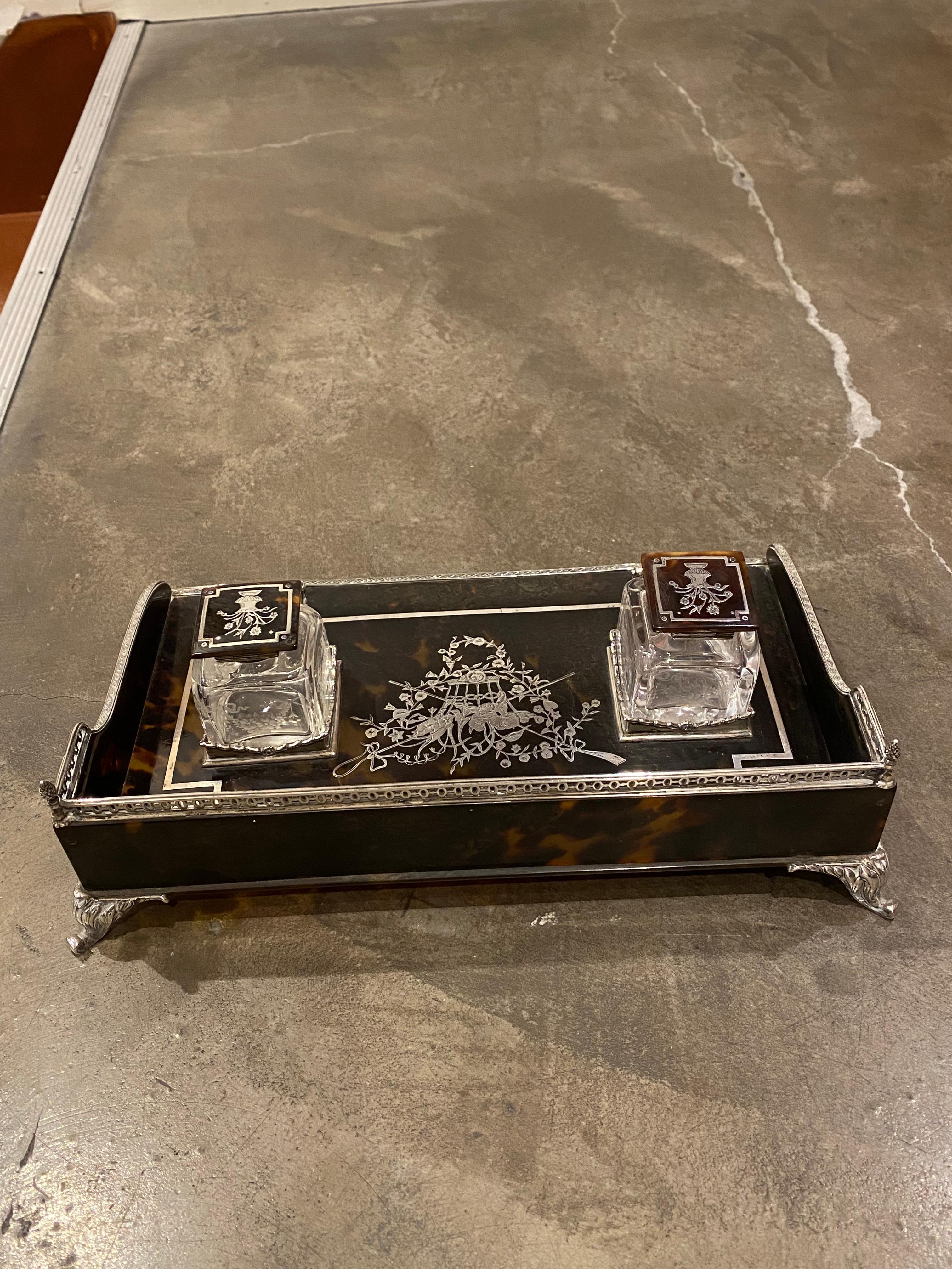 Antico porta-inchiostro doppio in argento 925 di W. Comyns & Sons, c1905 Londra. in vendita 7
