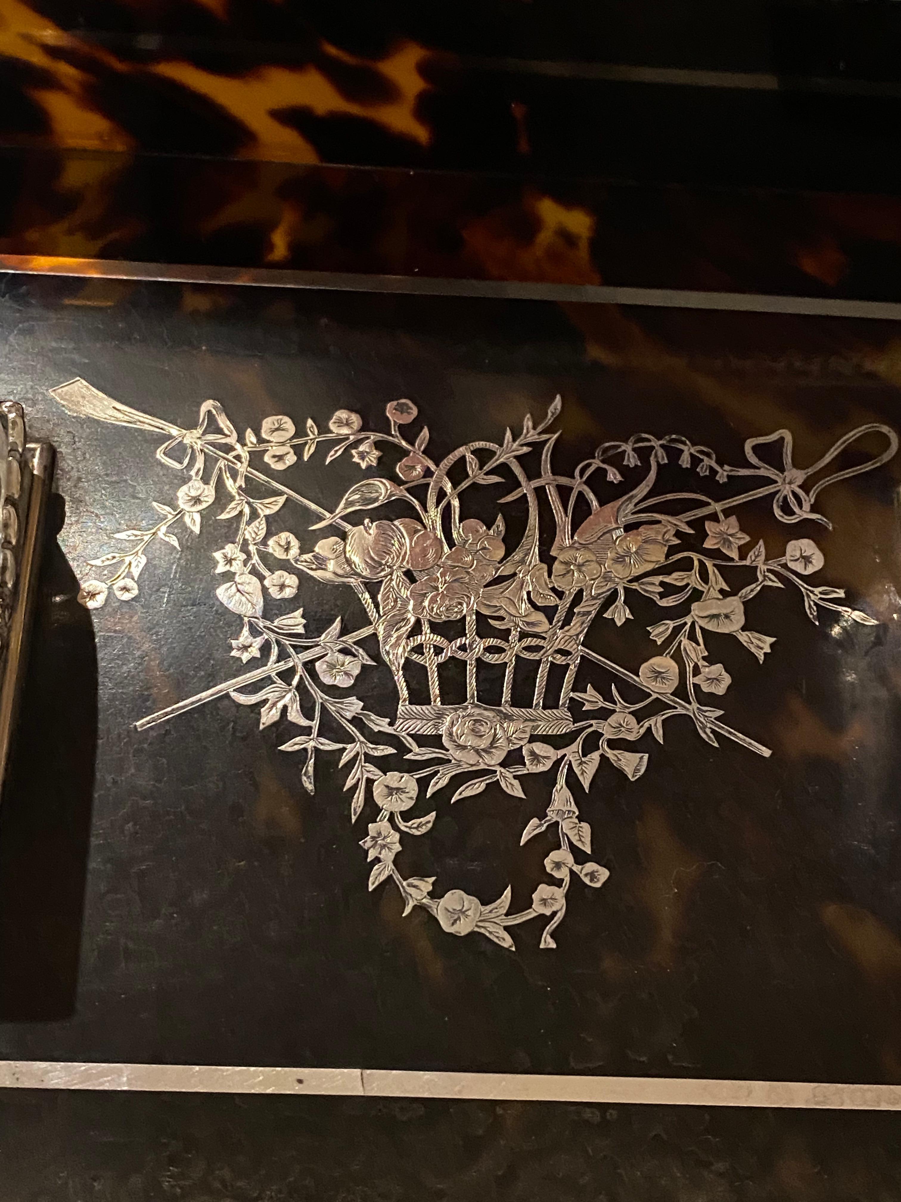 Edoardiano Antico porta-inchiostro doppio in argento 925 di W. Comyns & Sons, c1905 Londra. in vendita