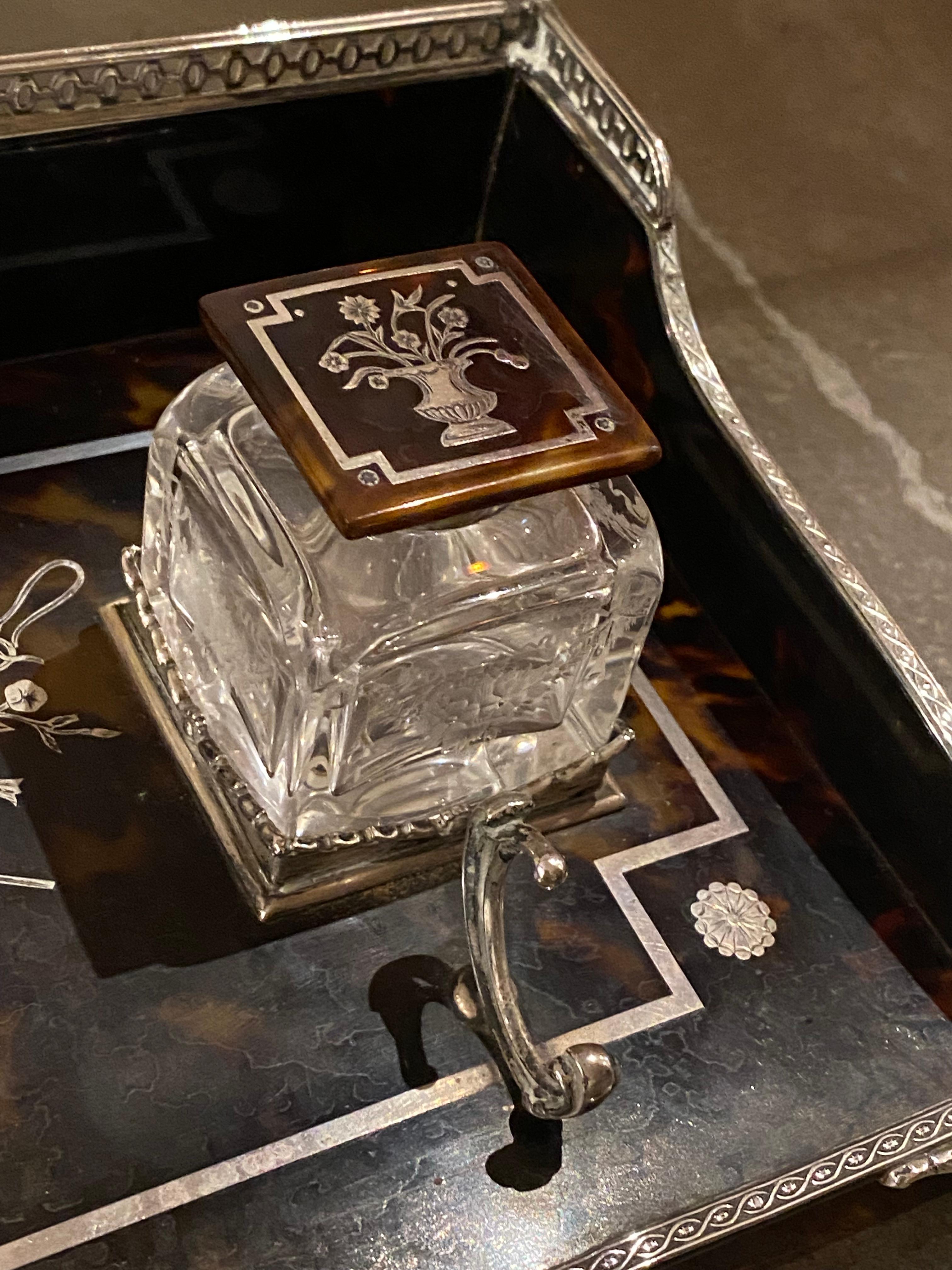 Antico porta-inchiostro doppio in argento 925 di W. Comyns & Sons, c1905 Londra. in vendita 1