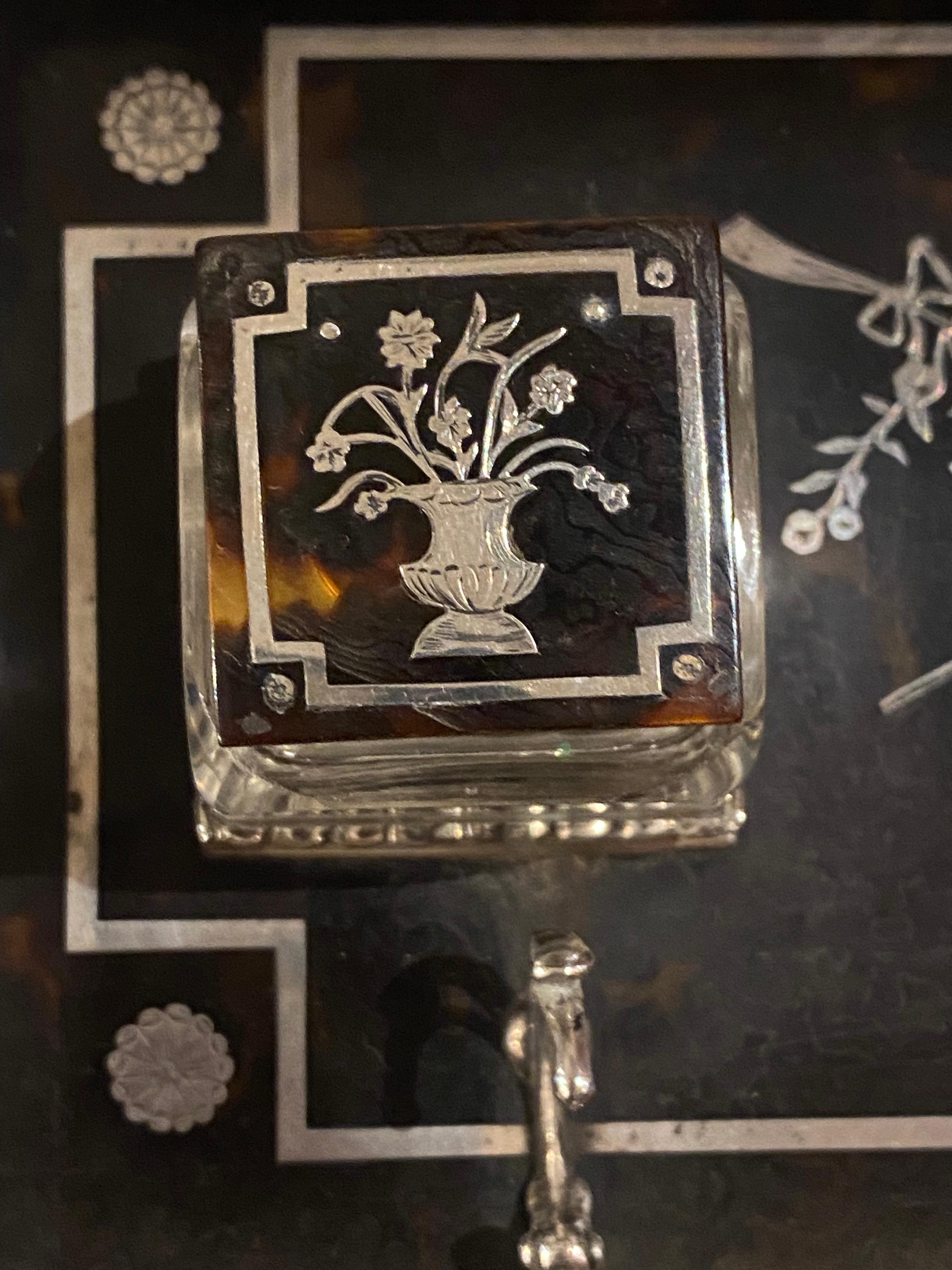 Antico porta-inchiostro doppio in argento 925 di W. Comyns & Sons, c1905 Londra. in vendita 2