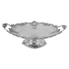 Cuenco redondo antiguo de plata de ley 925 con volutas florales