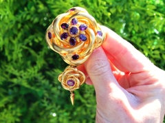 Antique 9.48 Carat Garnet and 21k Yellow Gold Brooch/Pendant