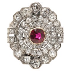 Antique 950 Platinum Ruby and Diamond Brooch Come to Pendant