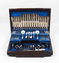 Antique 97 Piece Canteen 8 Setting Sterling Silver Cutlery Set Viners, 1946