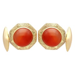 Boutons de manchette anciens en or jaune et cornaline de 9,78 carats, vers 1890
