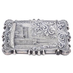 Antique 982 Sterling Silver Trinity Church, Lady & Bird Card Case