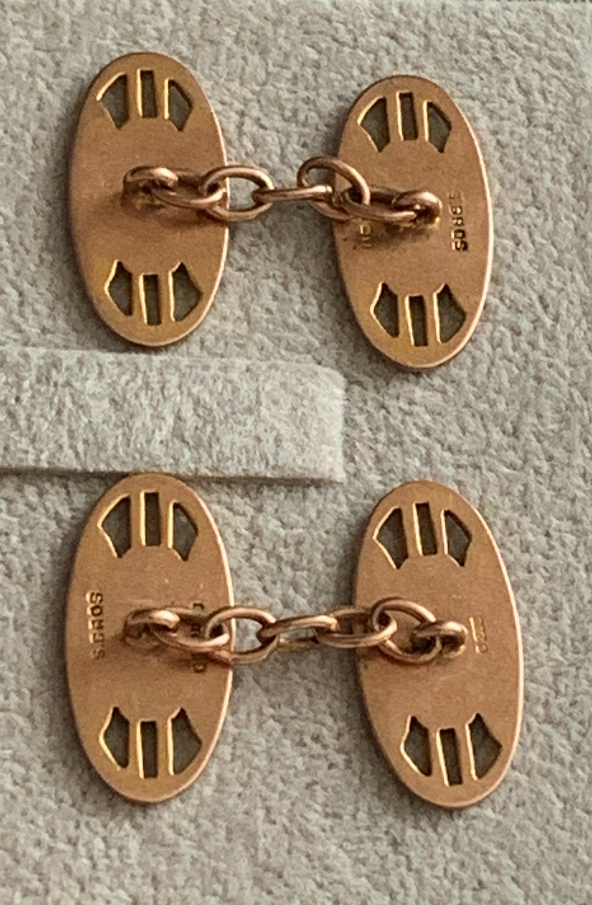 Women's or Men's Antique 9ct 375 Rose Gold Cufflinks For Sale