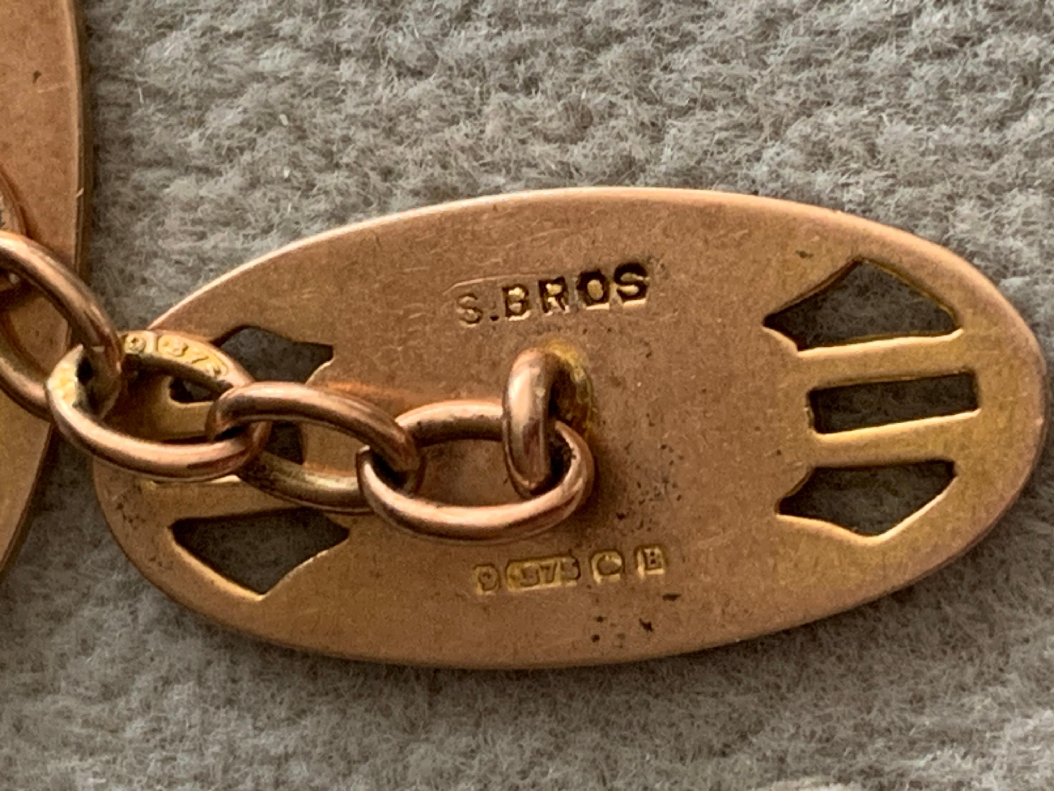 Antique 9ct 375 Rose Gold Cufflinks For Sale 2