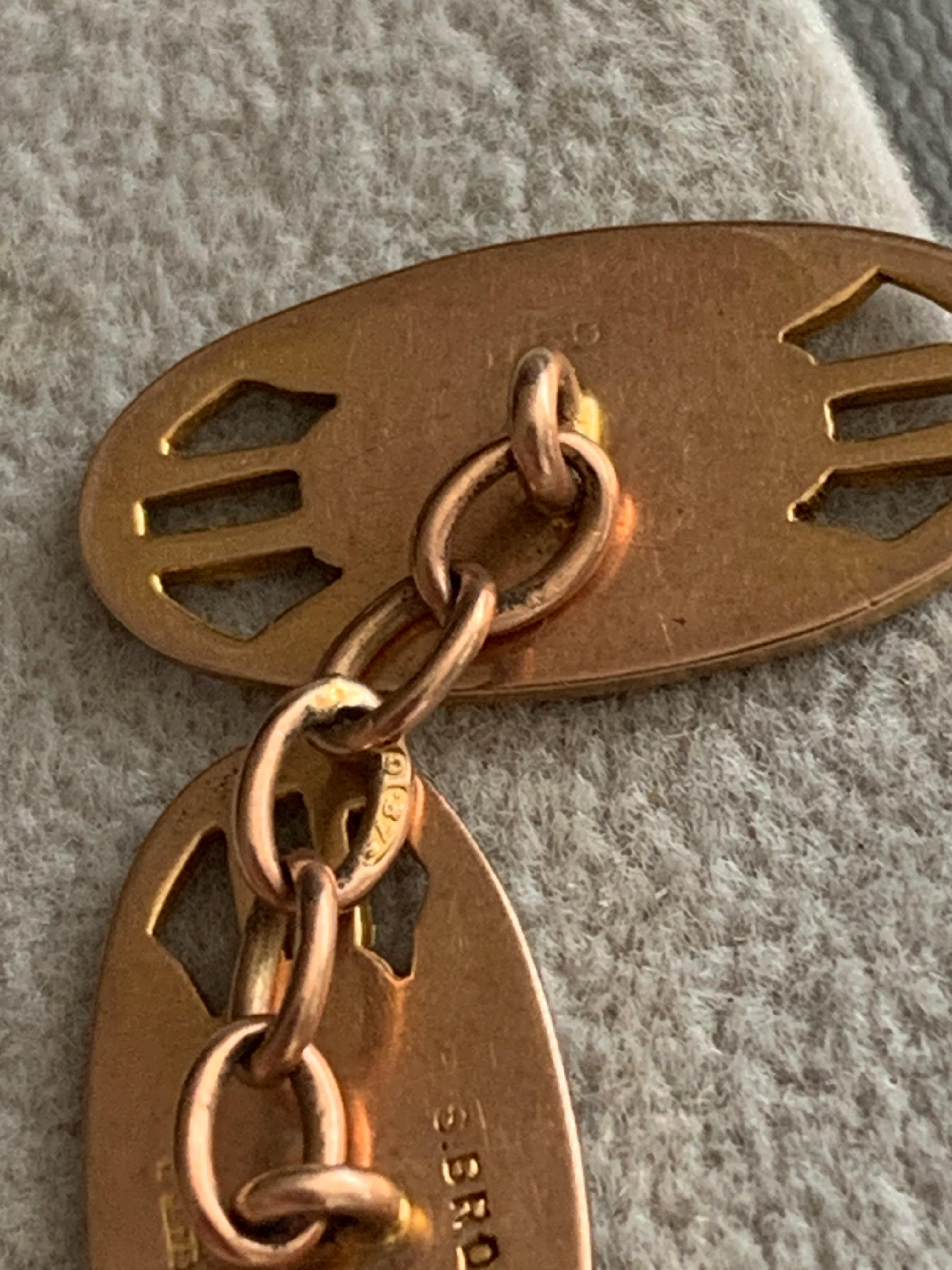 Antique 9ct 375 Rose Gold Cufflinks For Sale 3