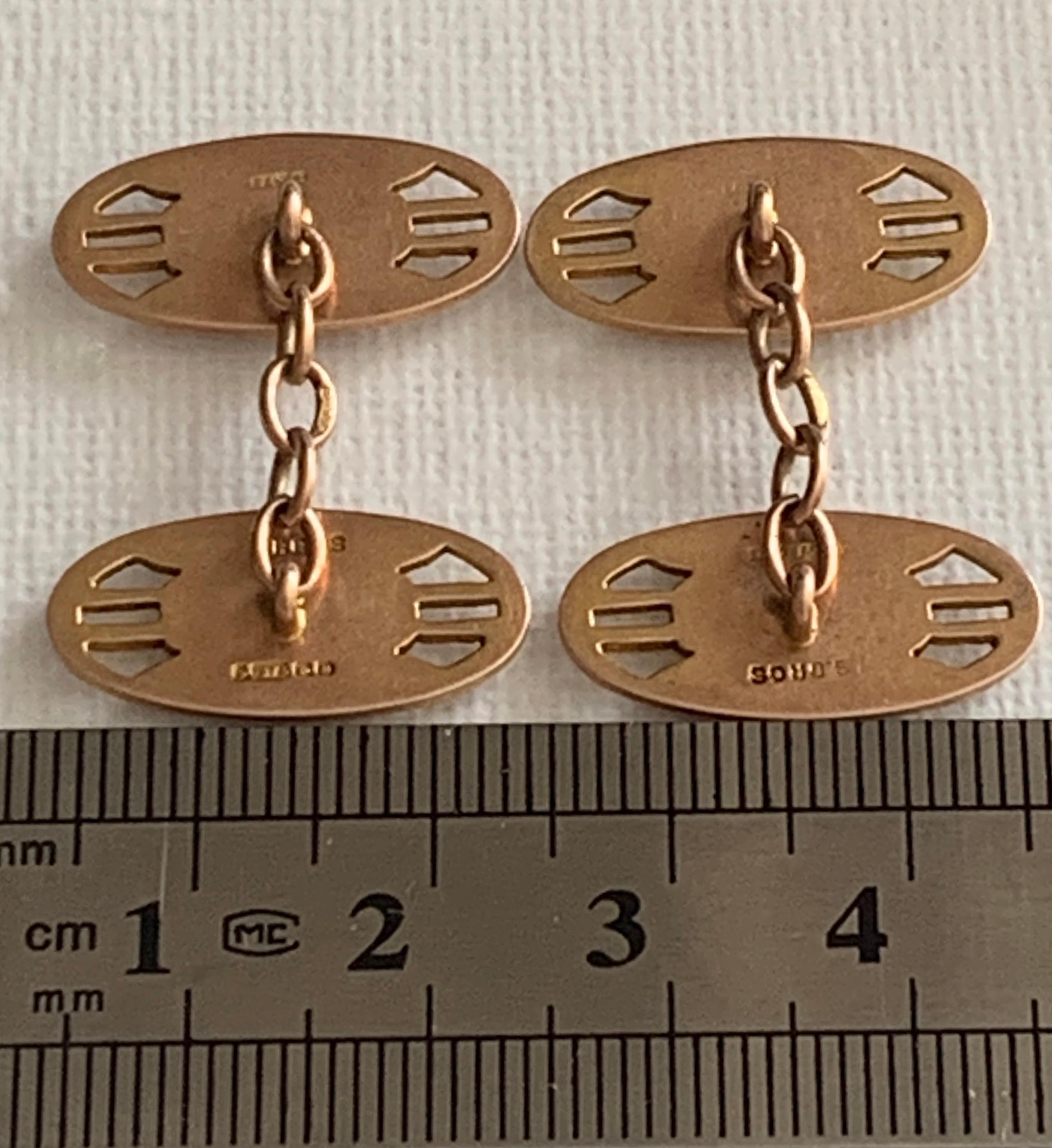 Antique 9ct 375 Rose Gold Cufflinks For Sale 4