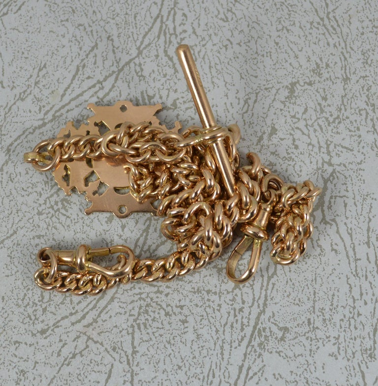 Antique 9ct Gold Pocket Watch Double Albert Chain and Fob For Sale at 1stDibs