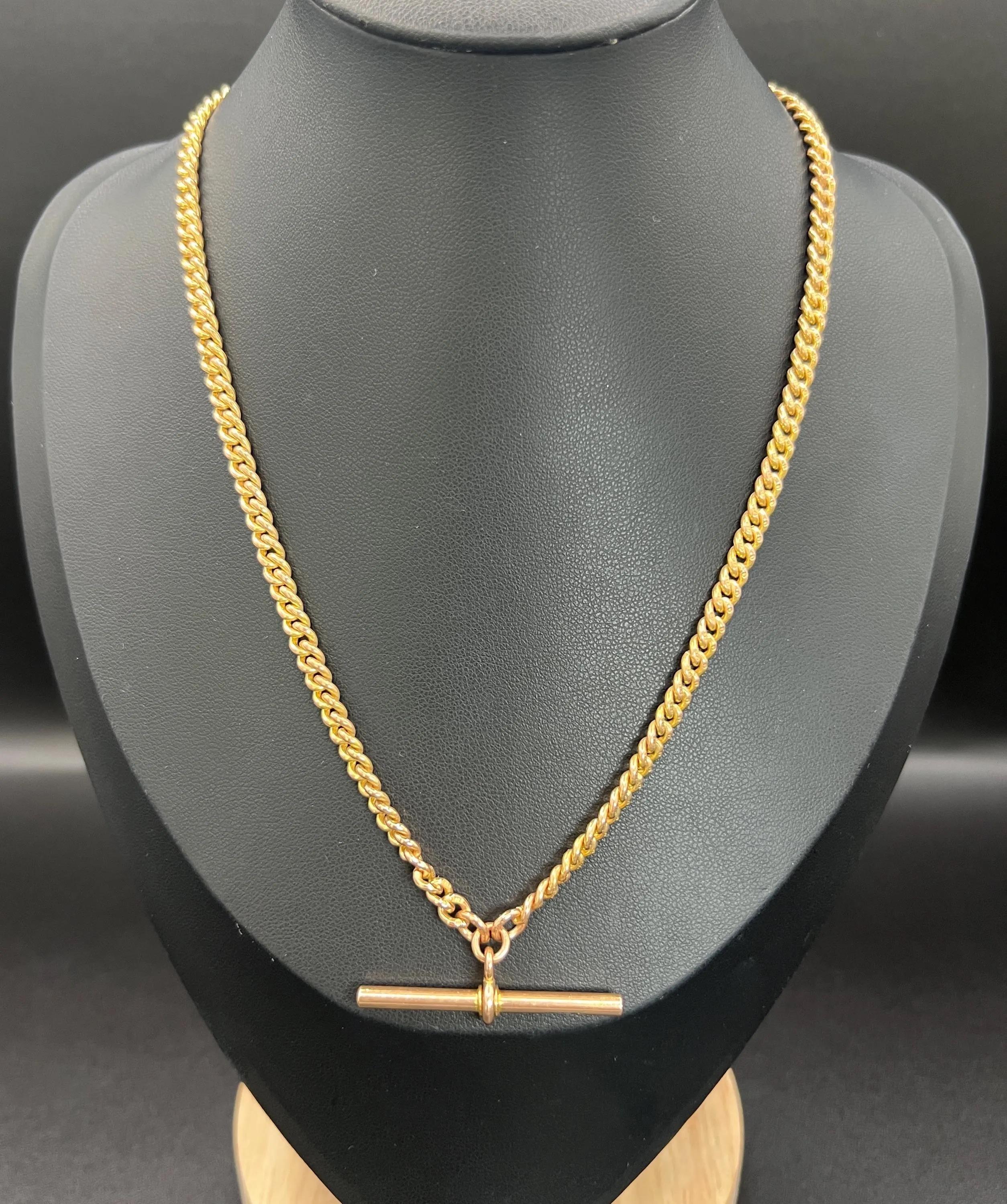 Antica catena Albert Link in oro 9ct da 15 3/4 pollici con marchio Birmingham 1923 in vendita 7
