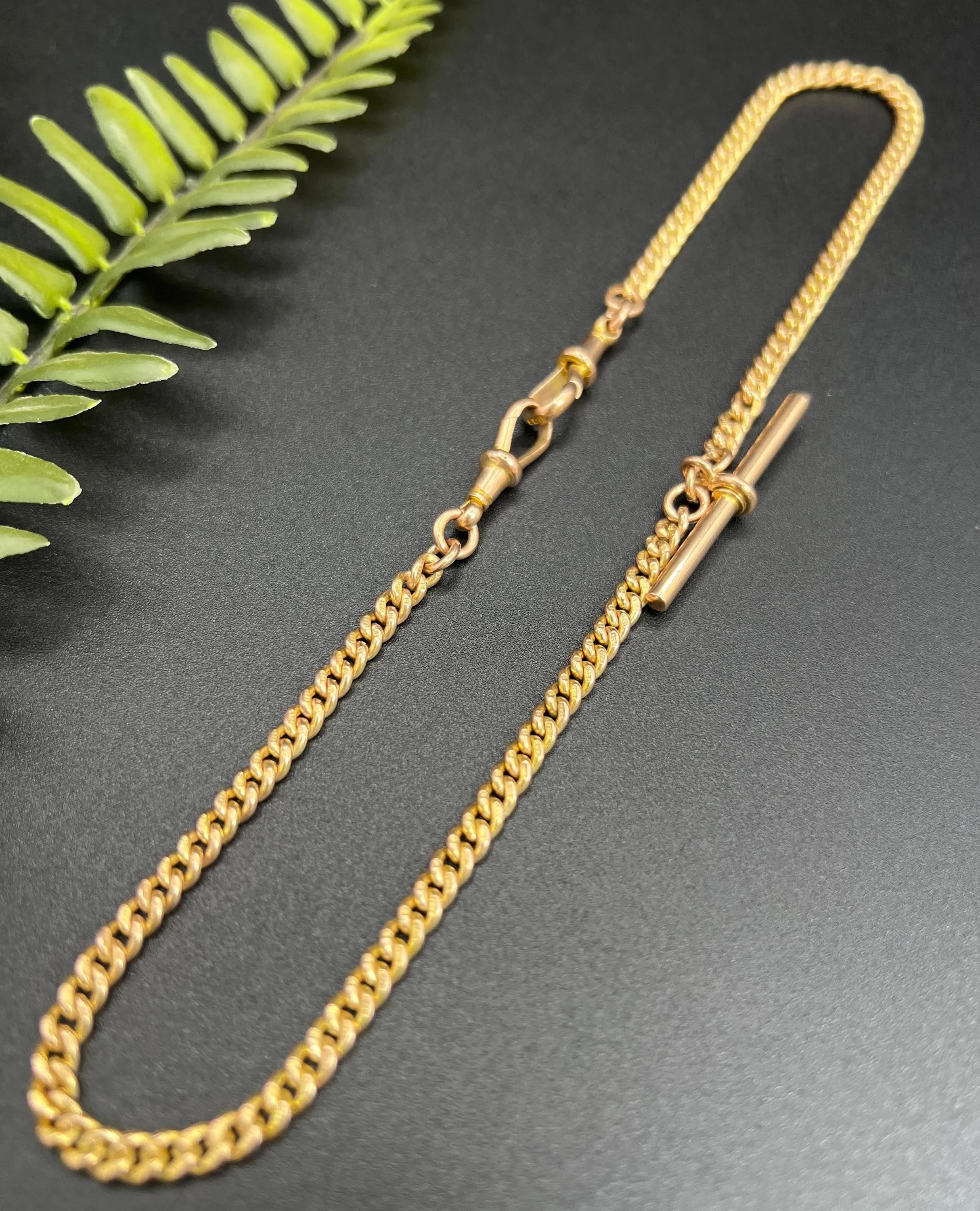 Antica catena Albert Link in oro 9ct da 15 3/4 pollici con marchio Birmingham 1923 in vendita 8