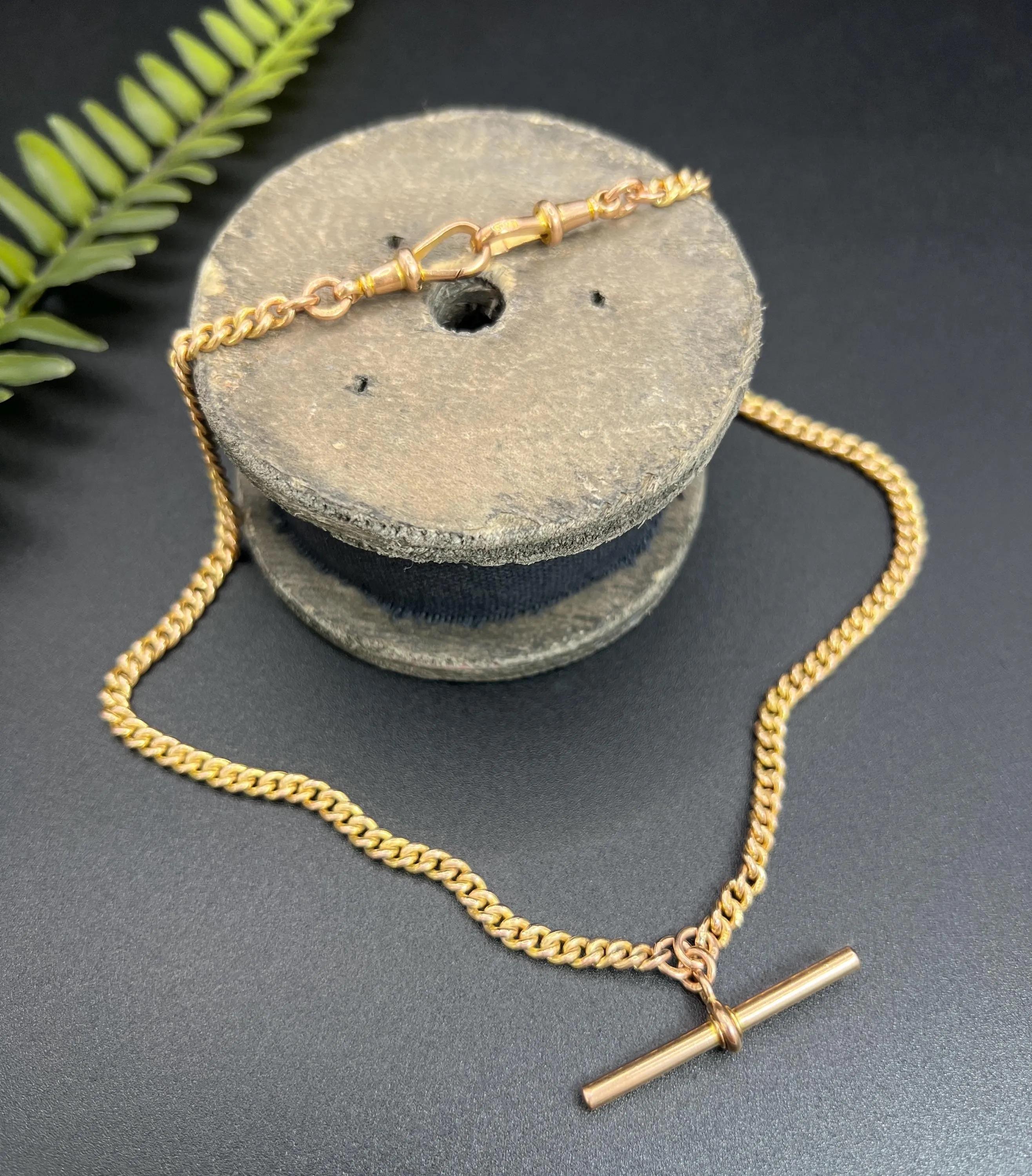 Antica catena Albert Link in oro 9ct da 15 3/4 pollici con marchio Birmingham 1923 in vendita 1