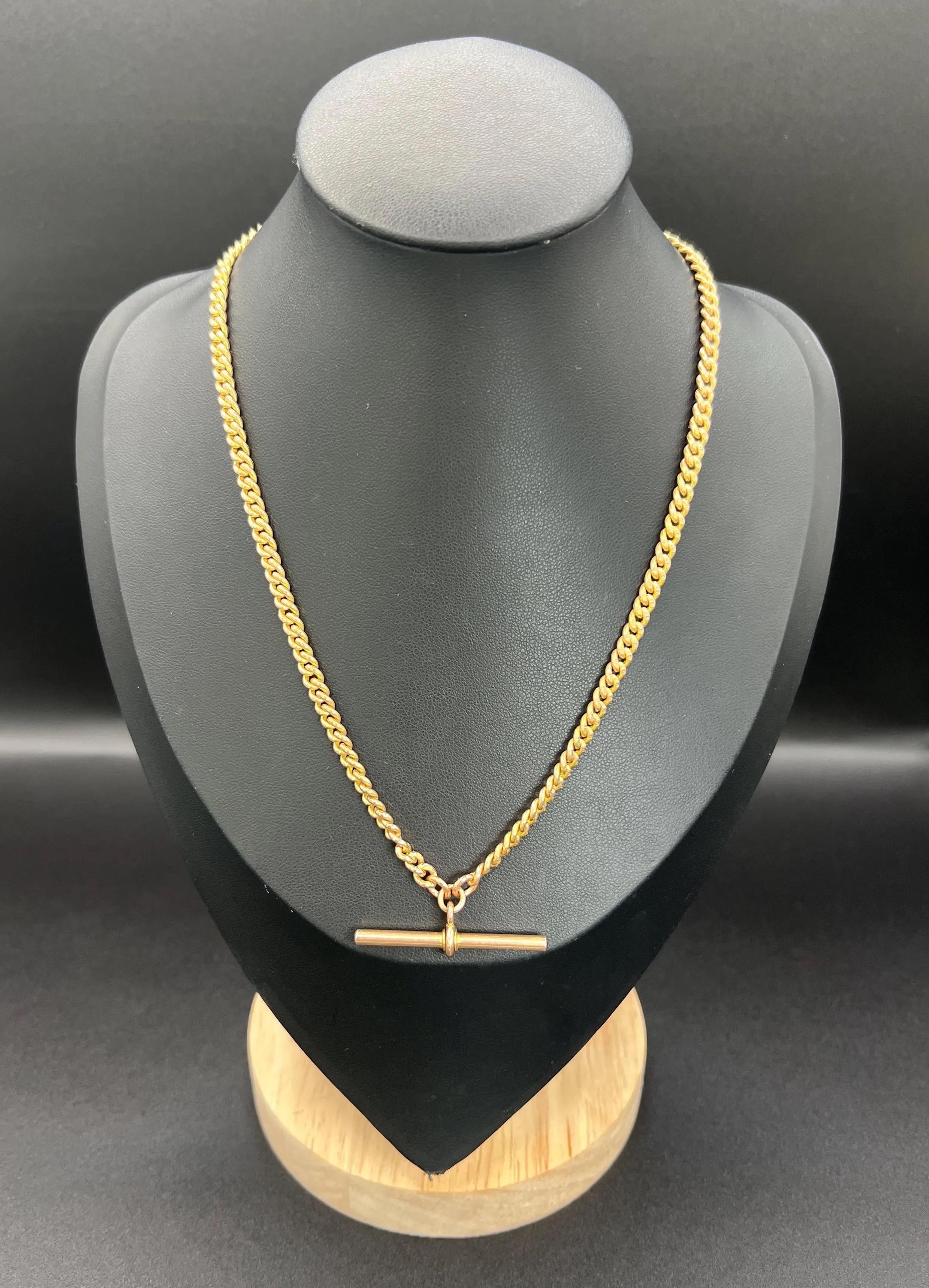 Antica catena Albert Link in oro 9ct da 15 3/4 pollici con marchio Birmingham 1923 in vendita 2
