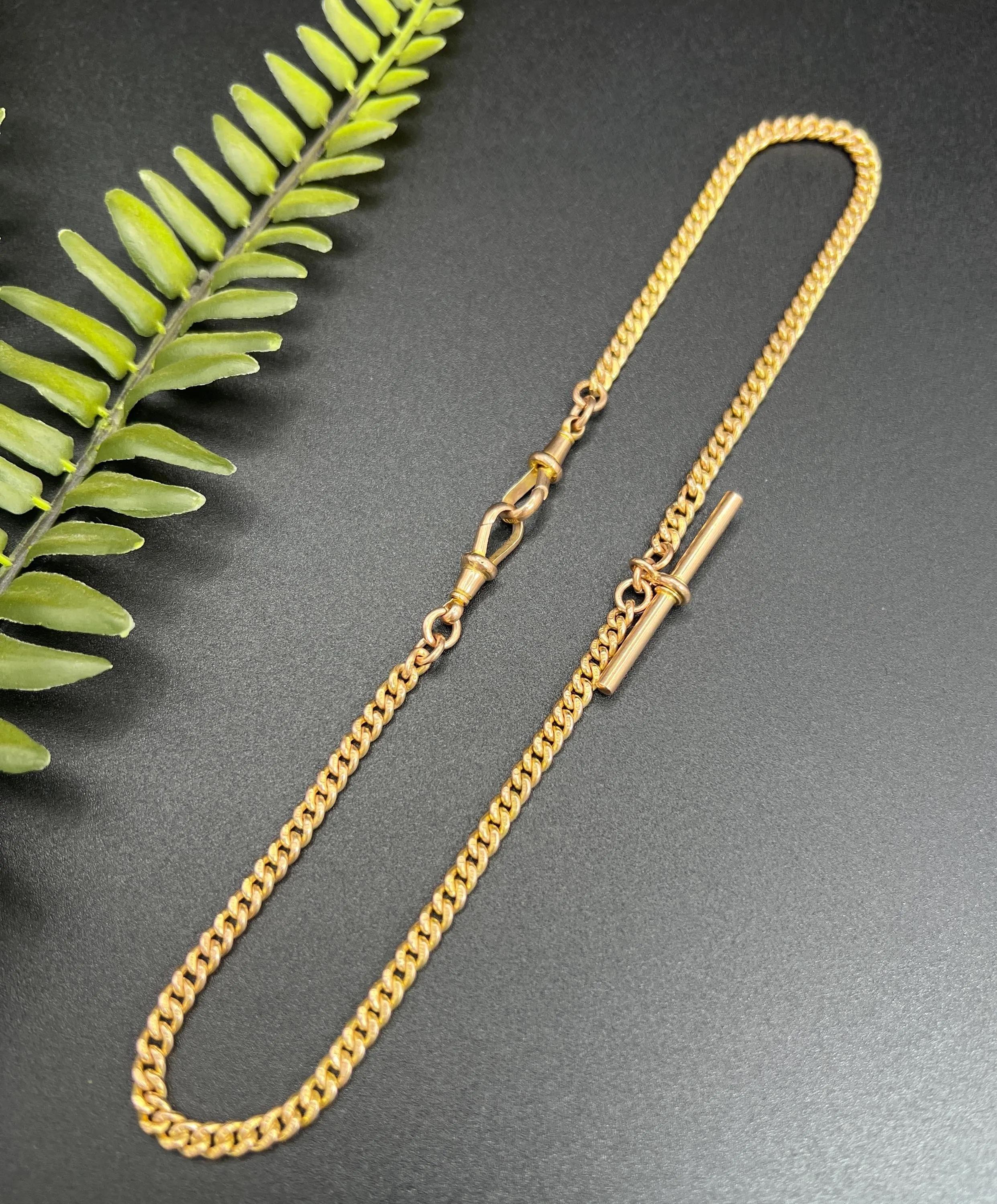 Antica catena Albert Link in oro 9ct da 15 3/4 pollici con marchio Birmingham 1923 in vendita 3