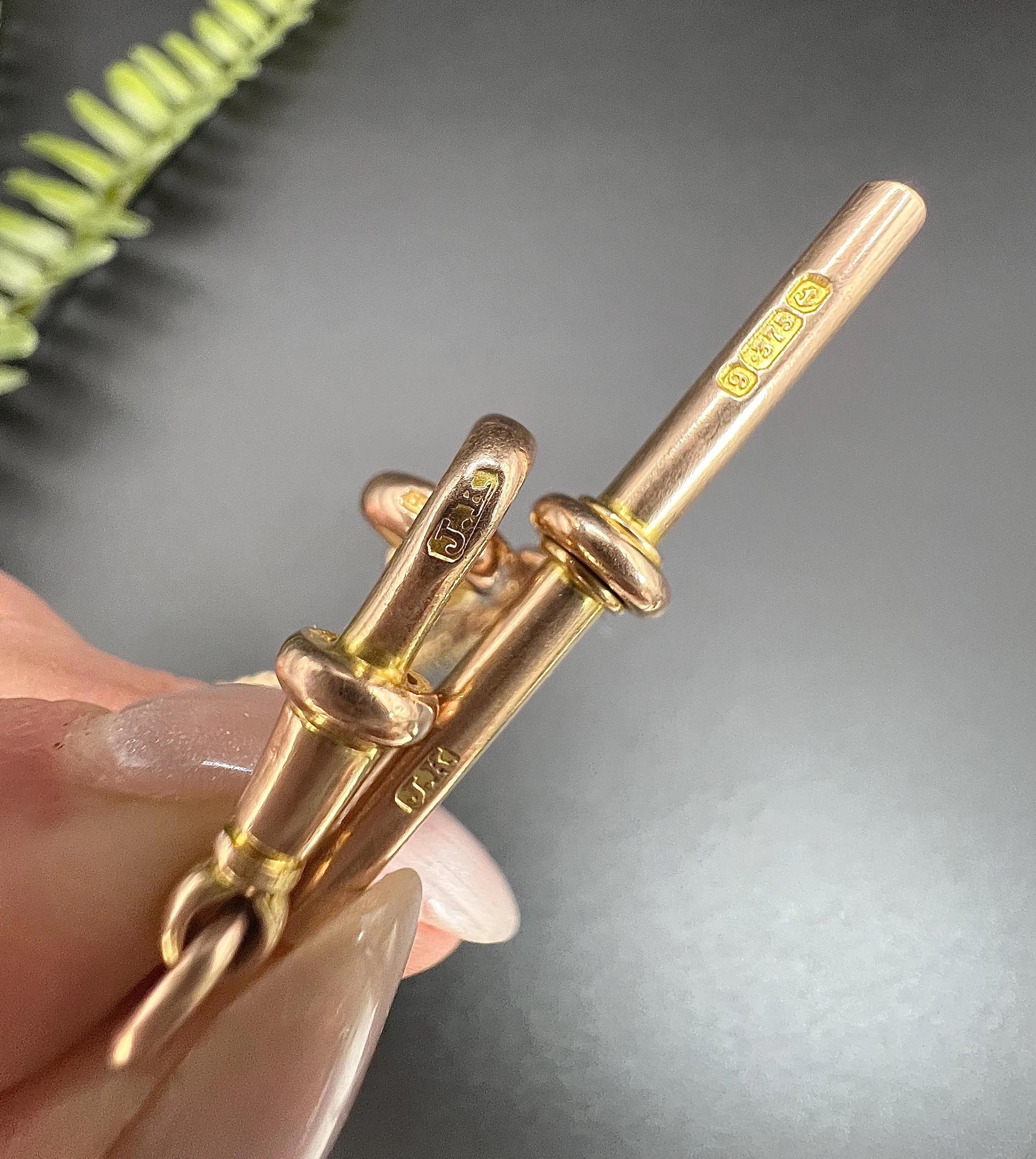 Antica catena Albert Link in oro 9ct da 15 3/4 pollici con marchio Birmingham 1923 in vendita 5