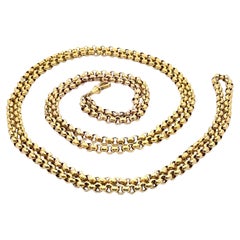 Antique 9ct Gold 59" Long Hammered Faceted Wrap Rolo Link Chain w/ Dog Clip