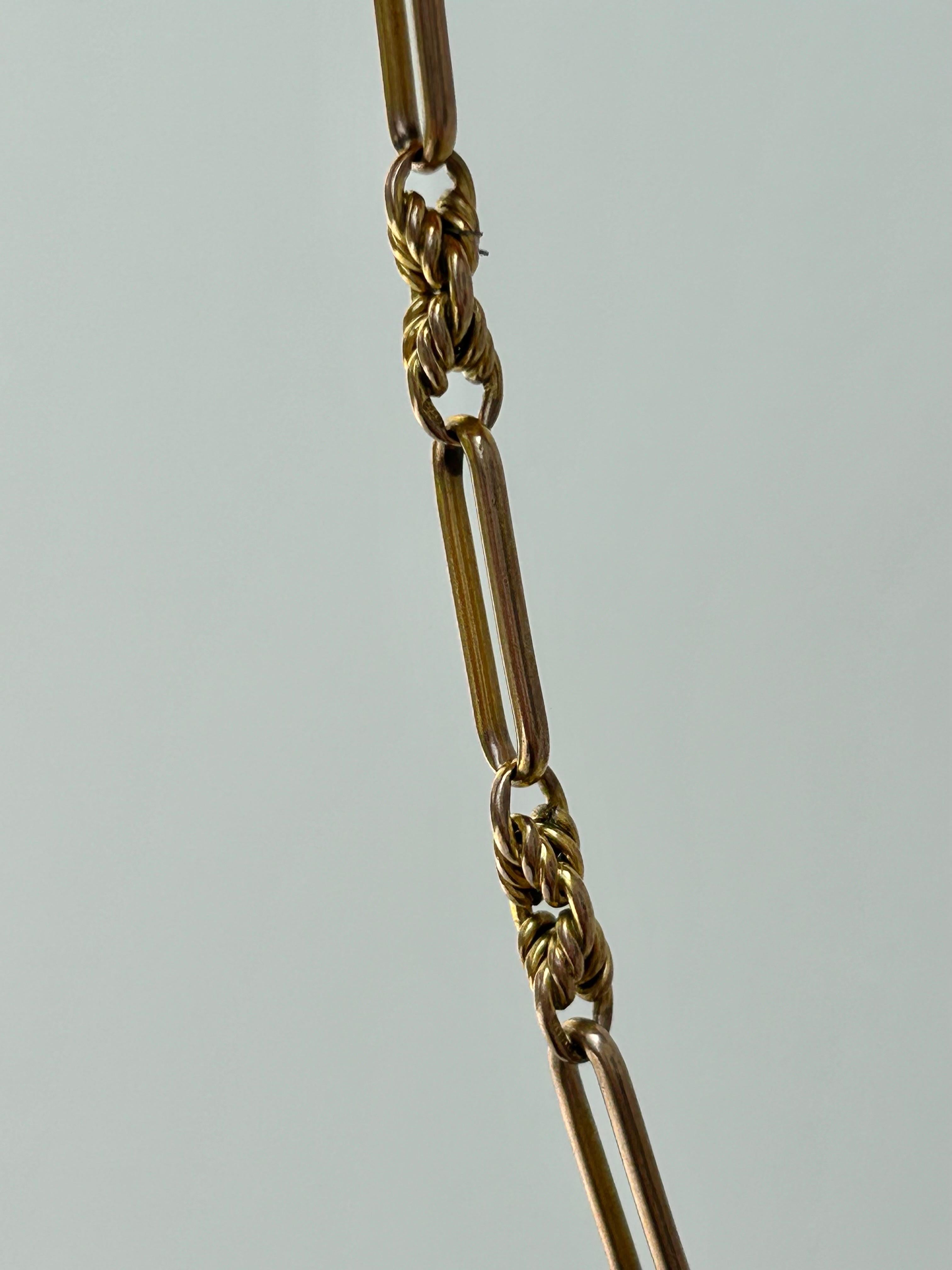 Antike 9ct Gold Albert Posaune und Twist Design Halskette  im Zustand „Gut“ im Angebot in Chipping Campden, GB