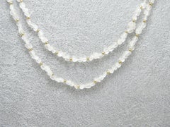 Antique 9ct Gold Art Deco Quartz Bead Necklace Double Chain 375 Purity 16 Inch