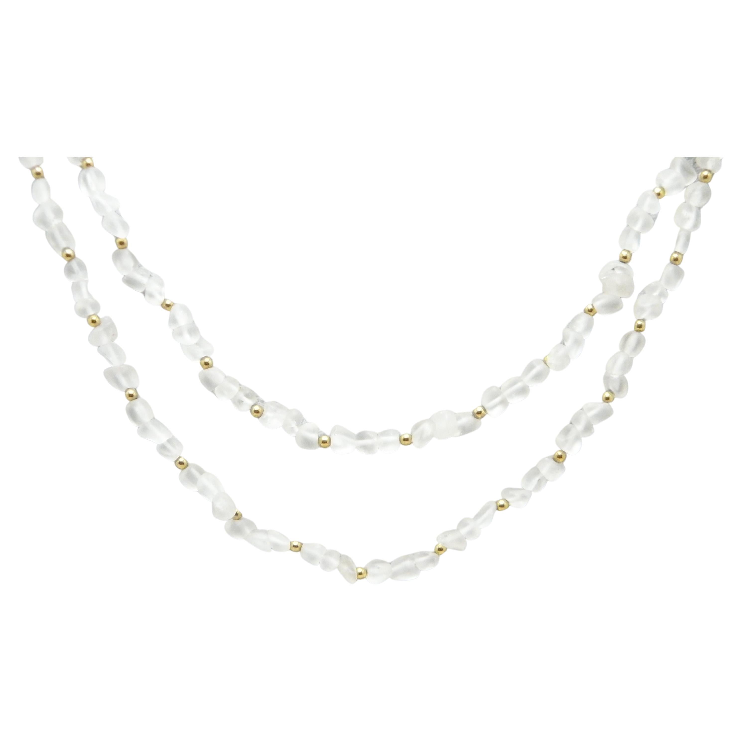 Antique Gold Chain Textured Double Loop Necklace For Sale at 1stDibs