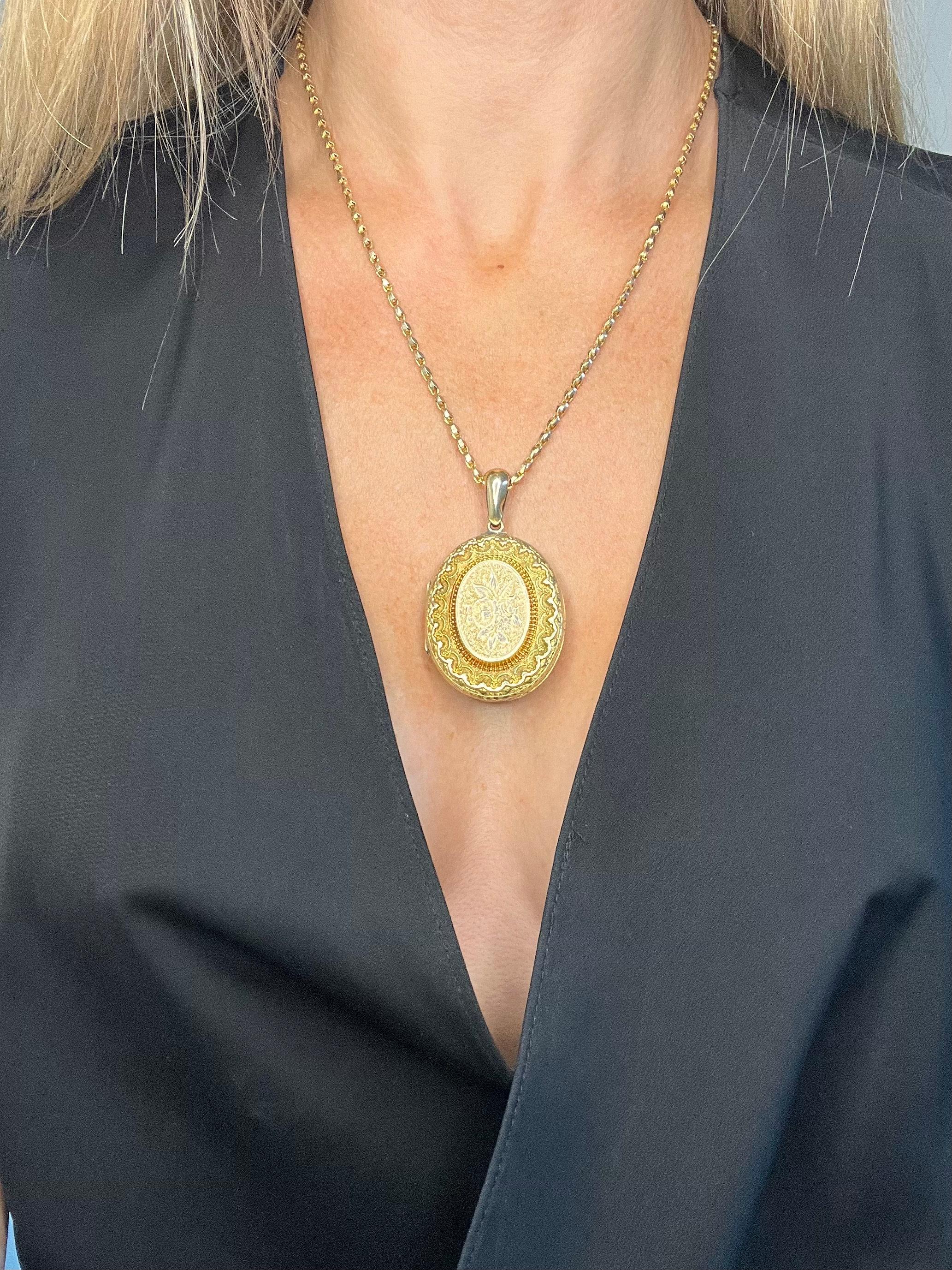 Antike 9ct Gold zurück & Front große viktorianische ovale Medaillon 6