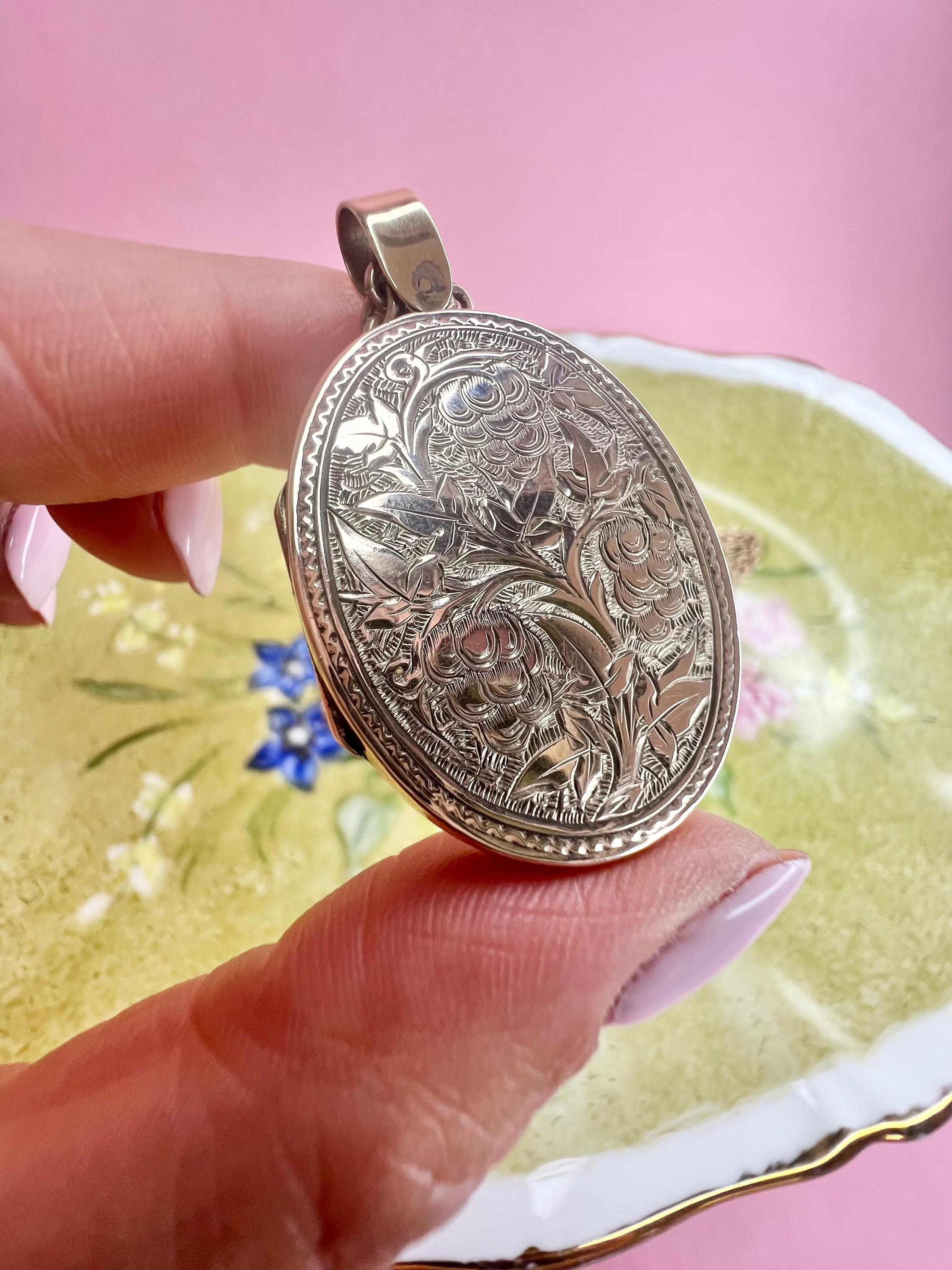 Antike 9ct Gold zurück & Front Victorian Medaillon 2