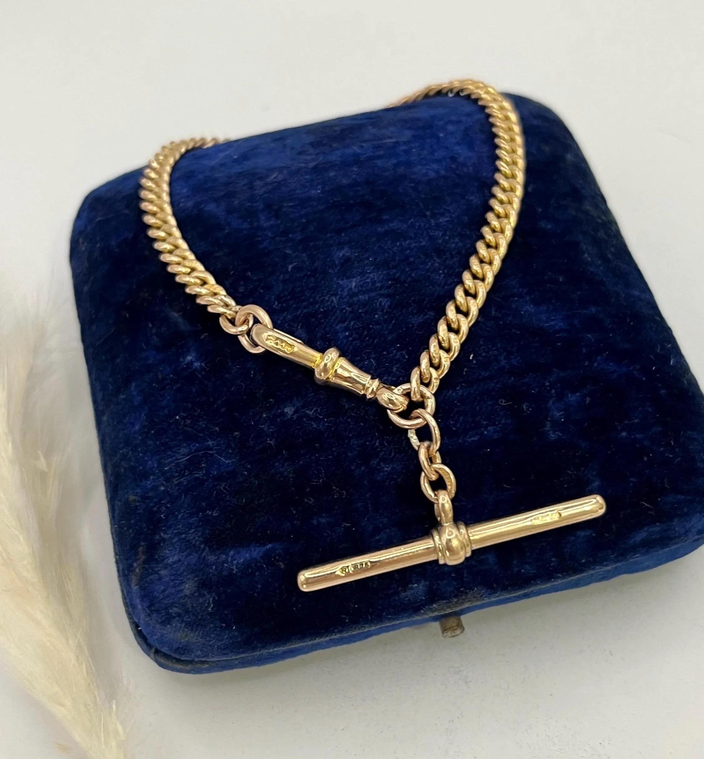 Bracelet ancien en or 9ct, avec barre en T, Circa 1900 en vente 5