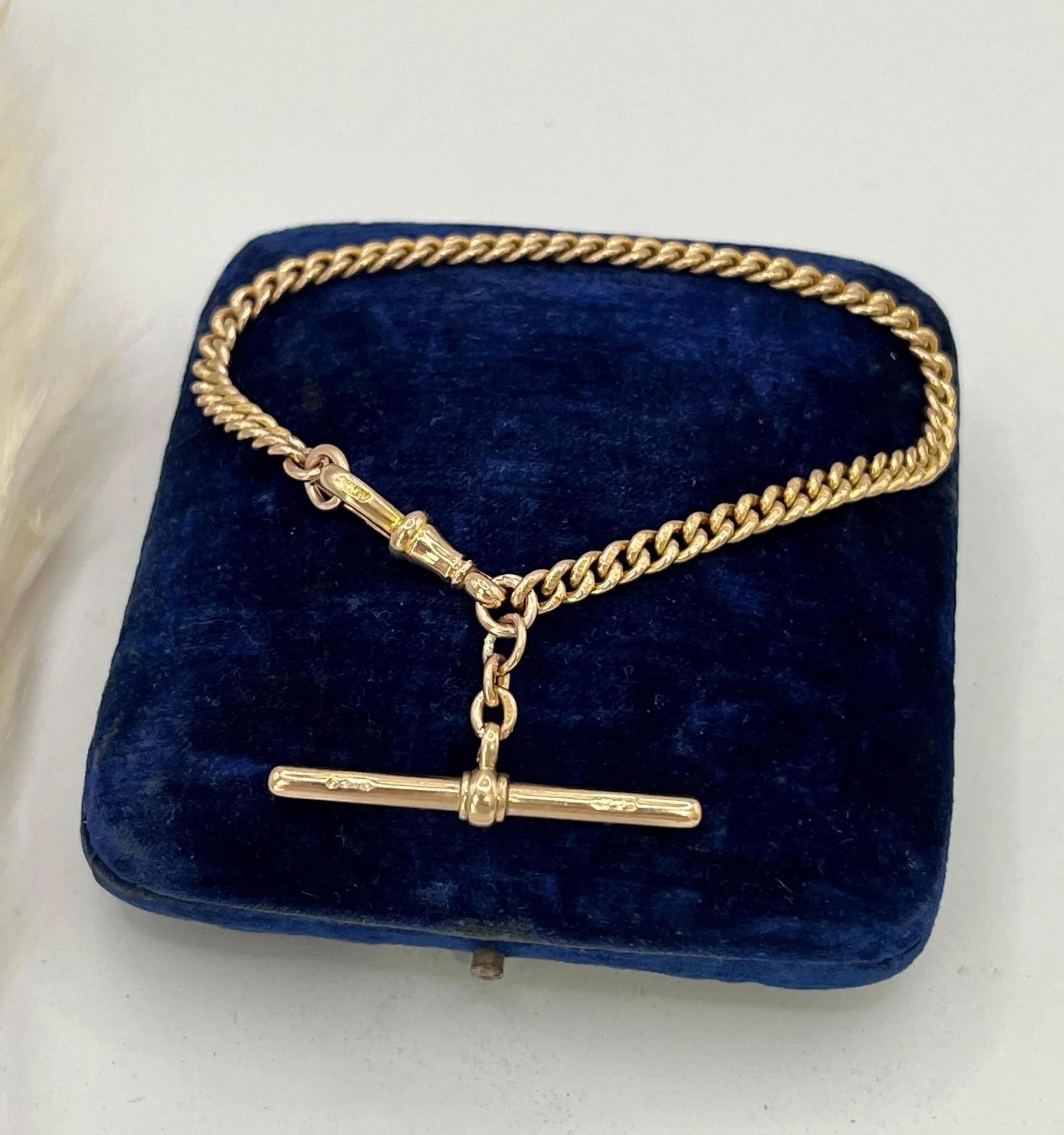 Bracelet ancien en or 9ct, avec barre en T, Circa 1900 en vente 4