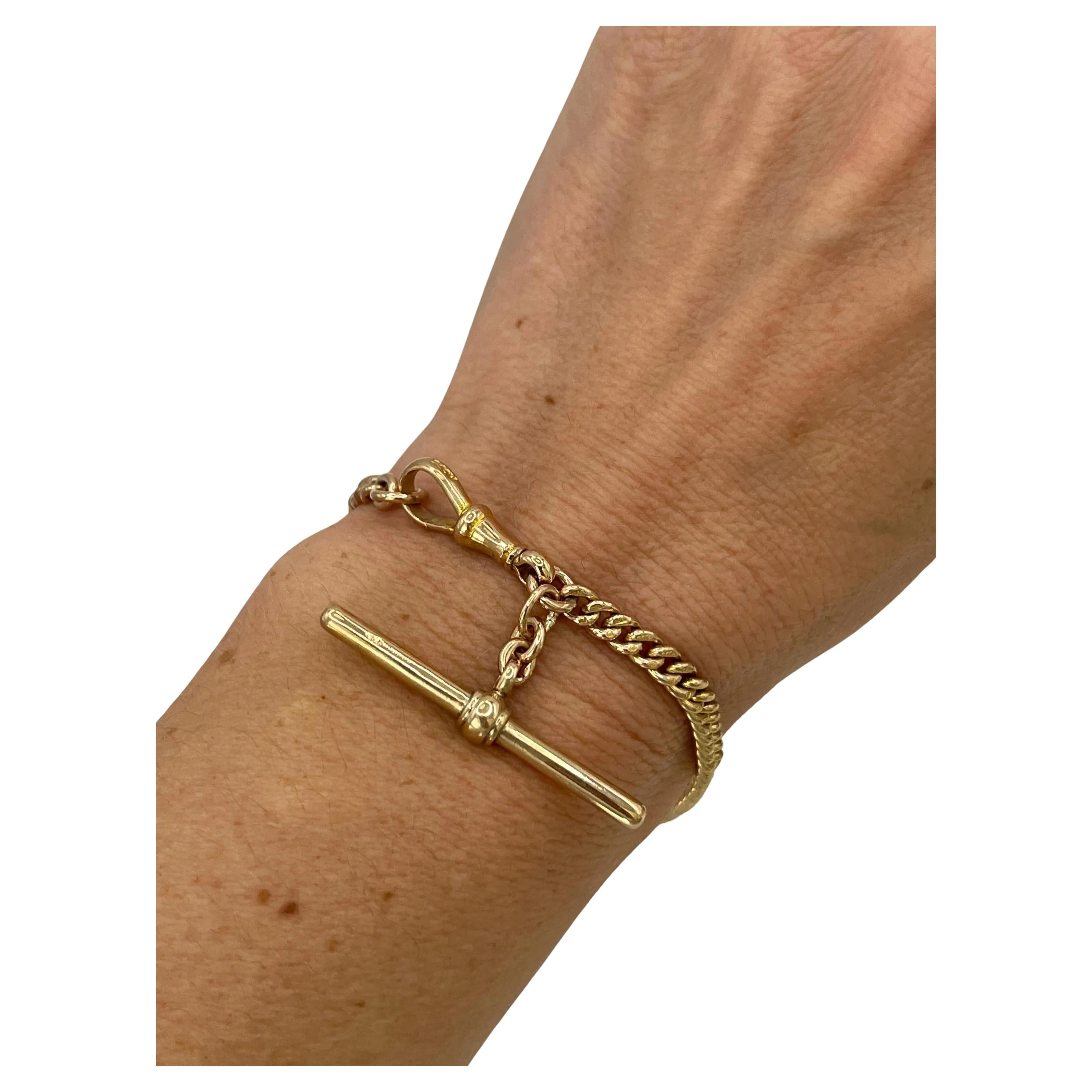 Bracelet ancien en or 9ct, avec barre en T, Circa 1900