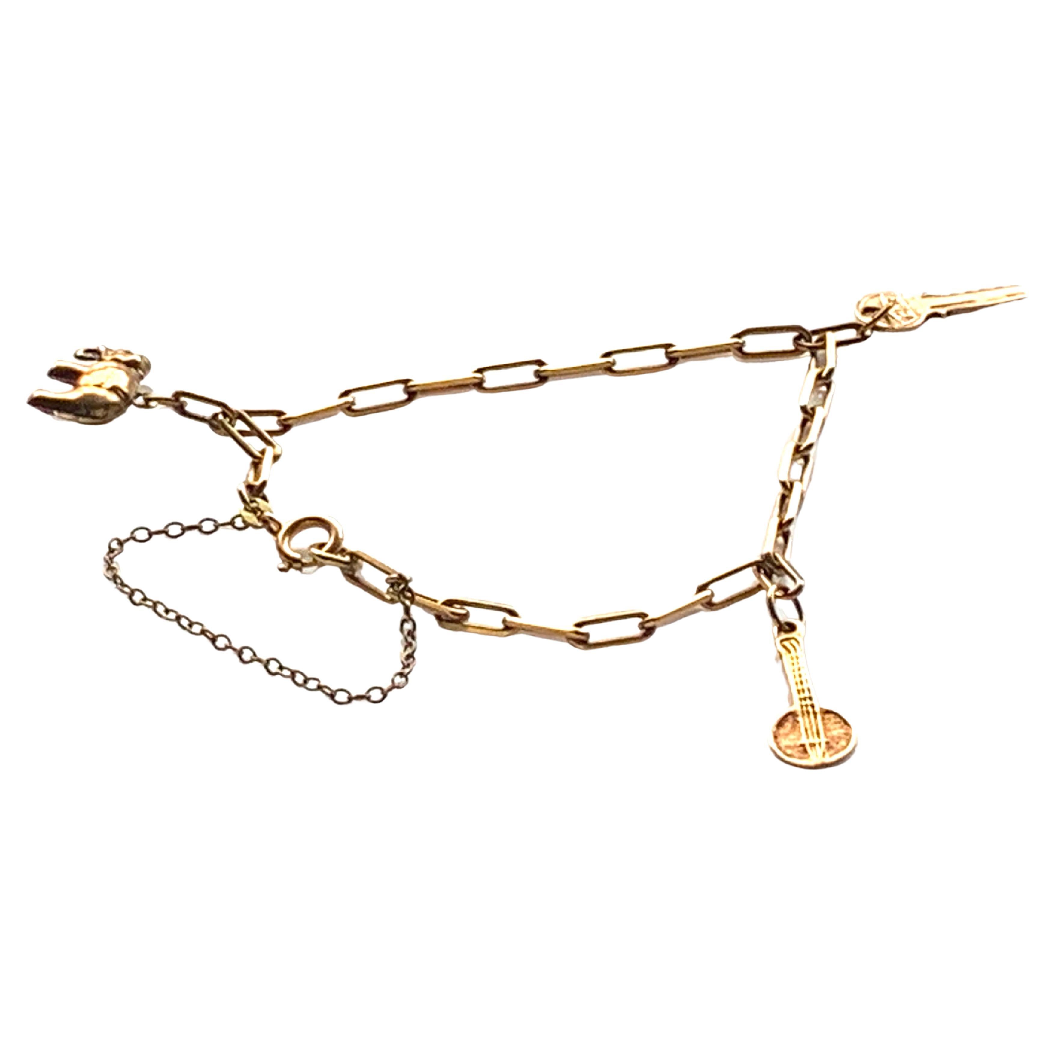 Antique 9ct Gold Charm Bracelet
