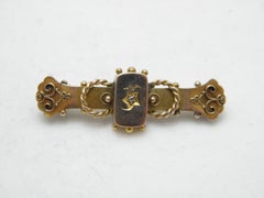 Antique 9ct Gold Diamond Rope Bar Brooch Pin c1880 Heavy 5.6g 375 Purity