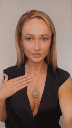 Antique 9ct Gold, Early Victorian Lava Cherub Cameo Portrait Pendant